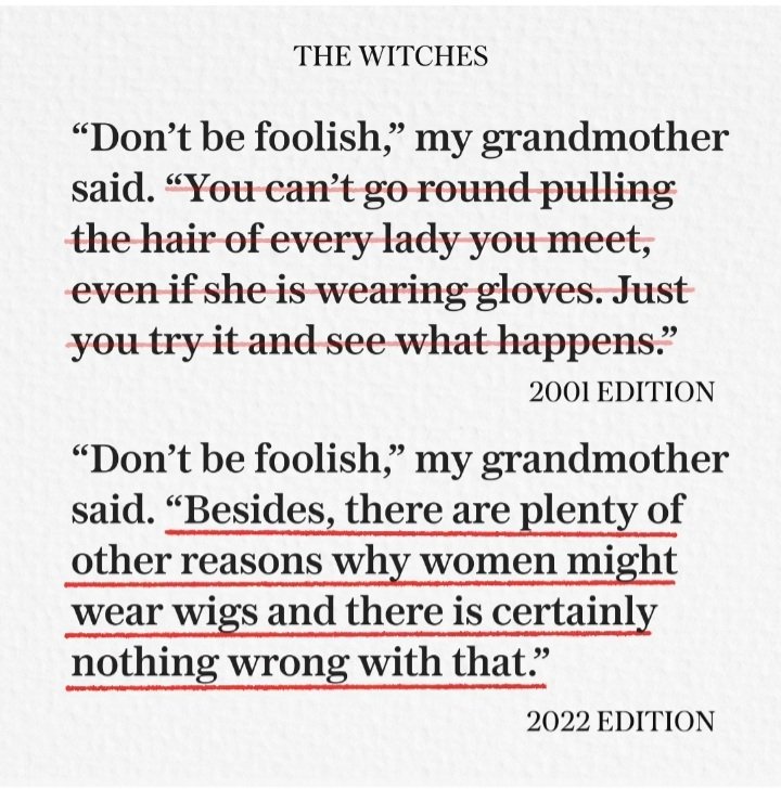 pastasnack_e's tweet photo. Road Dahl absolutely murdered by 21st century safetyism. Anything vivid, shocking, exciting has to be watered down and made insipid. A fundamental lack of trust of the reader- we can't mention guns or hair-pulling even in a negative way in case it puts ideas in your head https://t.co/An14VxYVu8