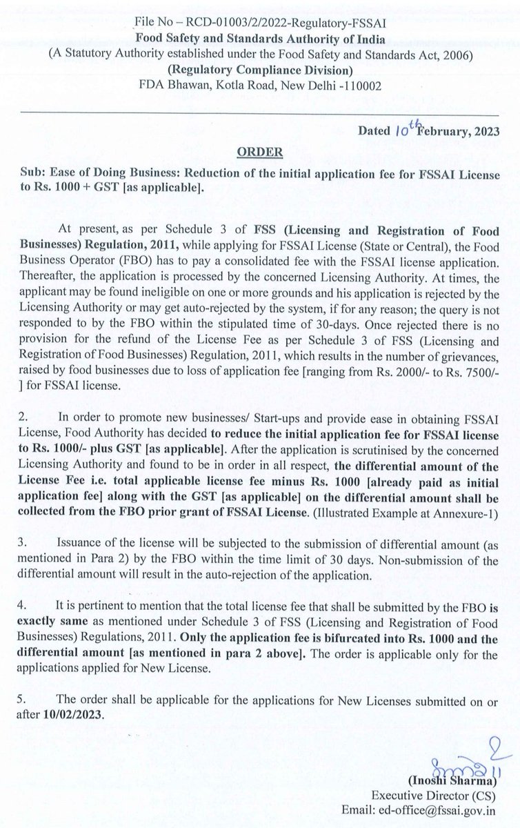 CsNarula's tweet photo. Recently, FSSAI took a positive step towards Ease of Doing Business, wherein while applying the Food License, you just have to pay 1000 Rupees initially &amp; if the application is found in order, then the rest difference amount is to be paid before grant of the license. #FSSAI #EODB https://t.co/VjbOuqtCO2