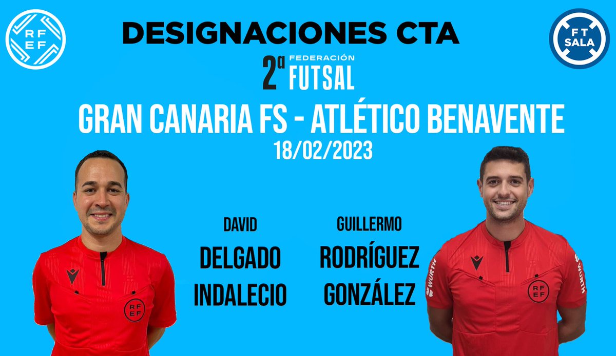 CITAFTENERIFE's tweet photo. ⚽️ En el día de hoy nuestros árbitros de #SegundafederaciónFutS serán los encargados de impartir justicia en el encuentro entre @grancanariafs
 y el #AtleticoBemavente.
🍀 ¡Mucha suerte! https://t.co/Vf0fYWwNOj