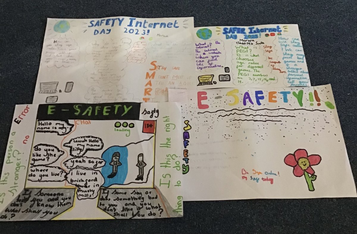 To celebrate #saferinternetday2023 our fabulous children created some awesome posters! #onlinesafety #saferinternetday #computing #staysafe