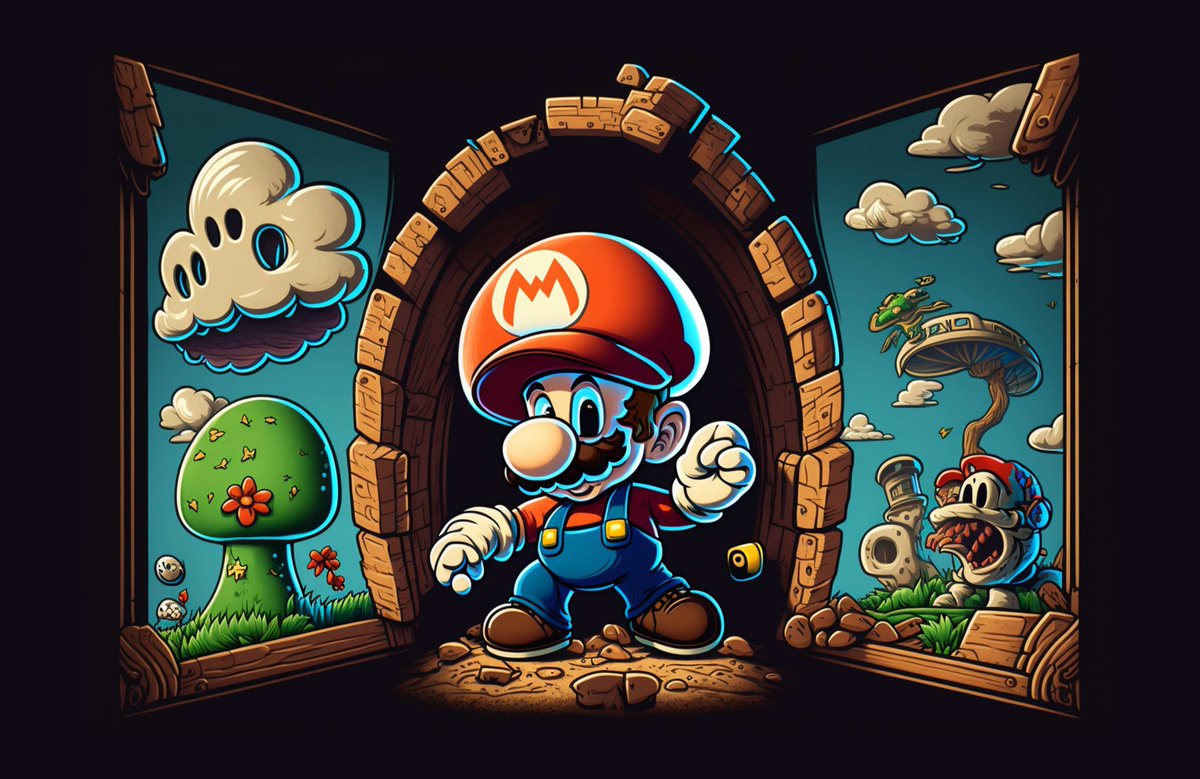 tim_cryer's tweet photo. I made this Mario wallpaper for you with MidJourney 👍 #mario #wallpaper #midjourney #macbook #14inch https://t.co/8mqsLbGioS