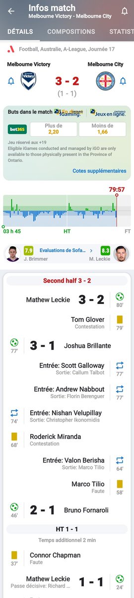 Ya ceux qui prennent Maclaren 😒 et d'autres qui prennent le gars qui a des Cojones comme Leckie 💪

Leckie ⚽ 2 MT @41,00 ✅ ✅ ✅ 

#TeamParieurs #buteurs #aleague #MelbourneDerby #betvictor