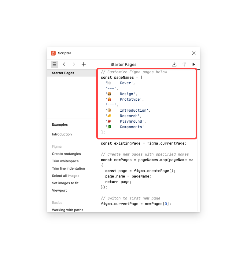 withb3n's tweet photo. If you look at the code you just pasted, you'll notice that the first section contains a list of pages.

This is where you can define your own set of pages. Simply add, remove, or rename pages to make it work for you.

(Note that "---" are divider pages)

🧵 5/6 https://t.co/v9RXzFFp3a