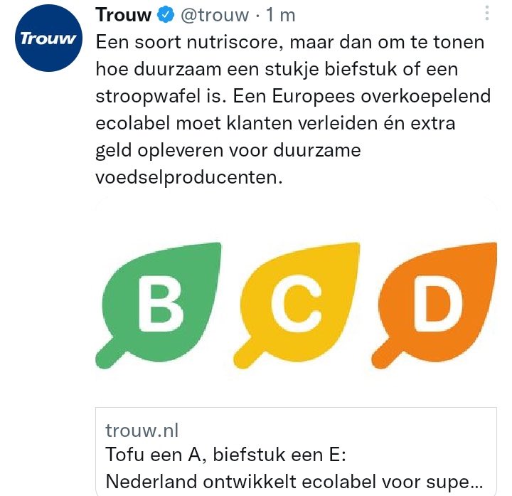 StephanPetersNL's tweet image. #Ecolabel?

1. Overheid wil informatie kwijt: maakt onbegrijpelijke ecotoverformule van 16 indicatoren. 
2. Supermarkten willen greenwassen dus gaan #Ecoscore introduceren. 
3. Consument krijgt etiket met 2 controversiële elkaar tegensprekende logo’s. 

#NutriScore en #Ecoscore.