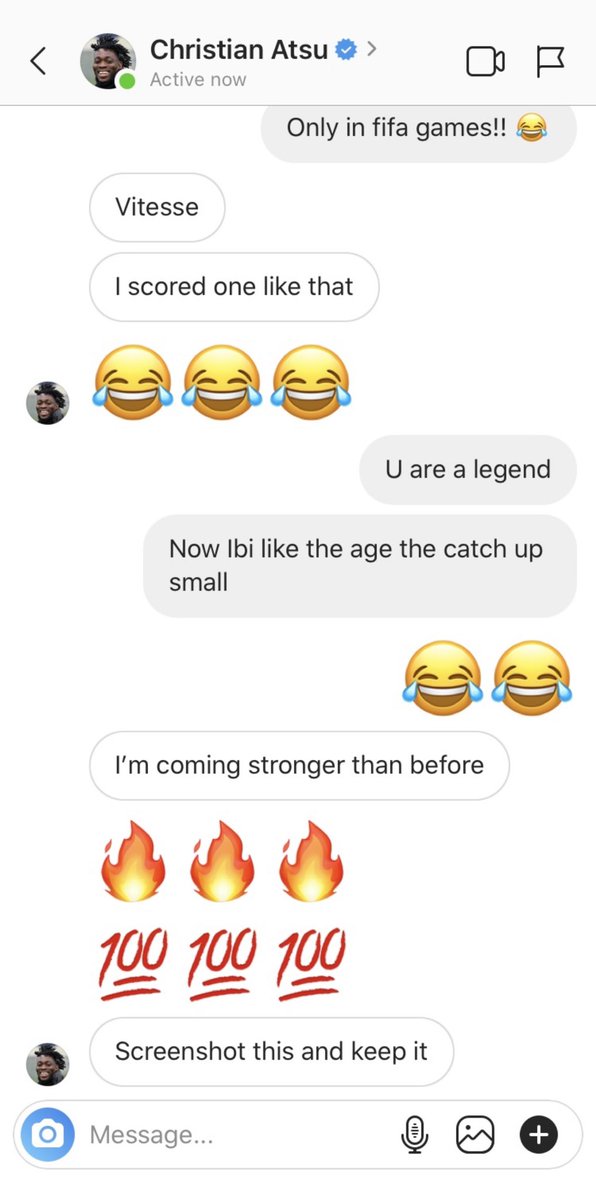 PaninBoakye70's tweet photo. We spoke after your winning goal bro @ChristianAtsu20 😭 You was so happy and so was I!! GOD WHY?? You told me to screenshot this chat and that you are coming back stronger!! Come Back Bro!! GOD!! So heavy to take this! Rest well bro!! Till we meet again! @ChristianAtsu20 🙏🏾😭🕊️ https://t.co/L6qdpqpQur