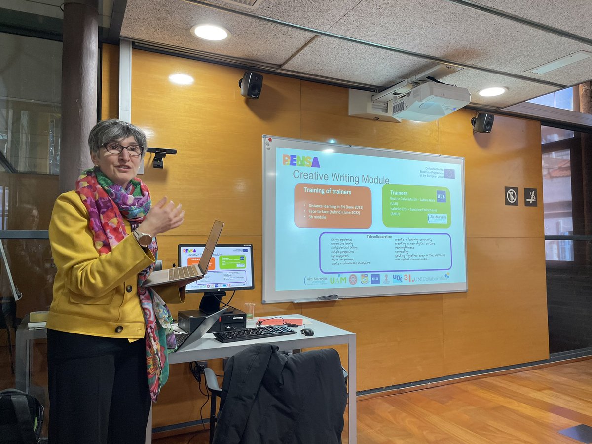 Creative writing workshop with Sabina Gola, Beatriz Calvo Martin &amp; Sandrine Eschenauer at #pensa23 Connecting creativity, multilingualism &amp; tele collaboration 😊