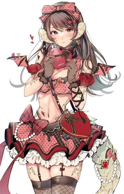 バレンタインなアウラちゃんオリジナルデザイン衣装です〜#アウラ #FF14イラスト #FF14 #FF14art 