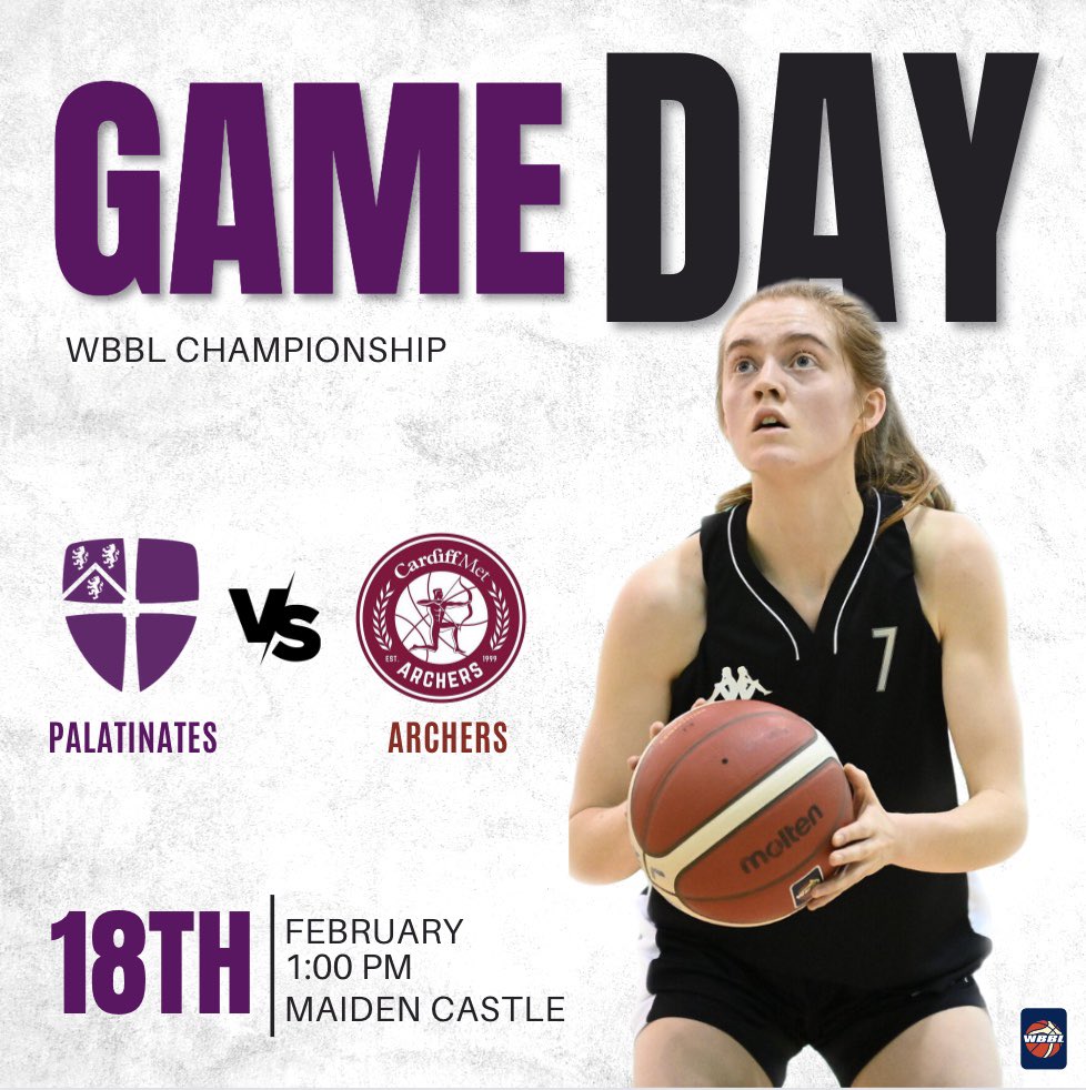 It’s GAME DAY‼️ 

Come down to Maiden Castle and support the Palatinates as they take on Archers in the WBBL Championship. 

⏰ 1pm tip-off
🎥 Livestream link in bio

#bleedpalatinate