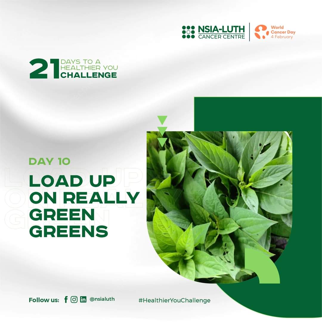 medservecancer's tweet photo. #21DaysToAHealthierYouChallenge.
Day 10: Load up on really green greens. An anti-cancer diet is an essential strategy to reduce your risk of cancer.

#21Days #HealtheirYouChallenge #NLCCWCD #WorldCancerDay #CloseTheCareGap #NLCC #NSIA #LUTH #Lifestyle #Nutrition #Healthyfoods https://t.co/uEPE8HBv02