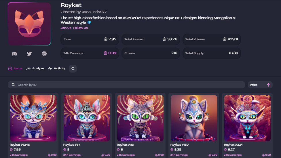 A Big Movement for RoyKat 📈

- Floor: almost 8 $APT
- Volume: 429 $APT
- 24h earnings: 0.09 $APT

Who's getting ready to pump?? LFG 🚀🔥

#RoyKat #AptosNFTs #AptosEcosystem #aptosnetwork