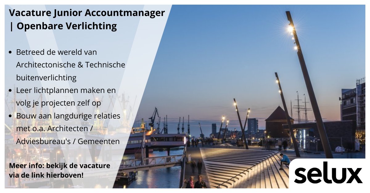 _Voltys's tweet image. Selux Benelux zoekt versterking in Nederland! Wil jij in de wereld stappen van de high-end buitenverlichting en meewerken aan bijzondere projecten die vaak op A-locaties in een stad worden toegepast én heb je affiniteit met een stukje techniek; dan is deze functie iets voor jou!