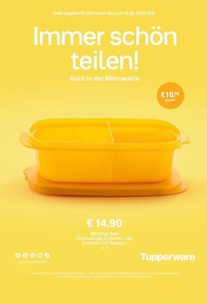Werbung -
Der Easy-Mixx ist das Rührgerät der nächsten Generation. Im Angebot für 52,50€. 20€ gespart!

Für die schnelle Erwärmen des Mittag- oder Abendessens ist der MicroTup Ecki perfekt. Im Angebot für 14,90€. 10€ gespart!

go.tupperware.de/5349sp

#tupperware #werbung