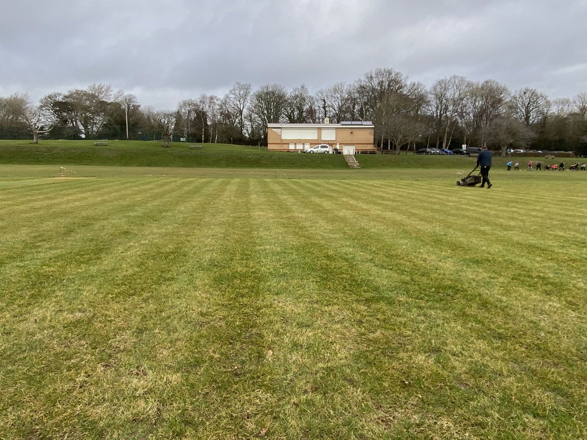 PurbrookCC's tweet photo. Work on the #cricketsquare this morning getting ready for the #CricketSeason #summer2023 our first back in @hantscl for a while #purbrookcricketclub https://t.co/LTTYZOeKrg
