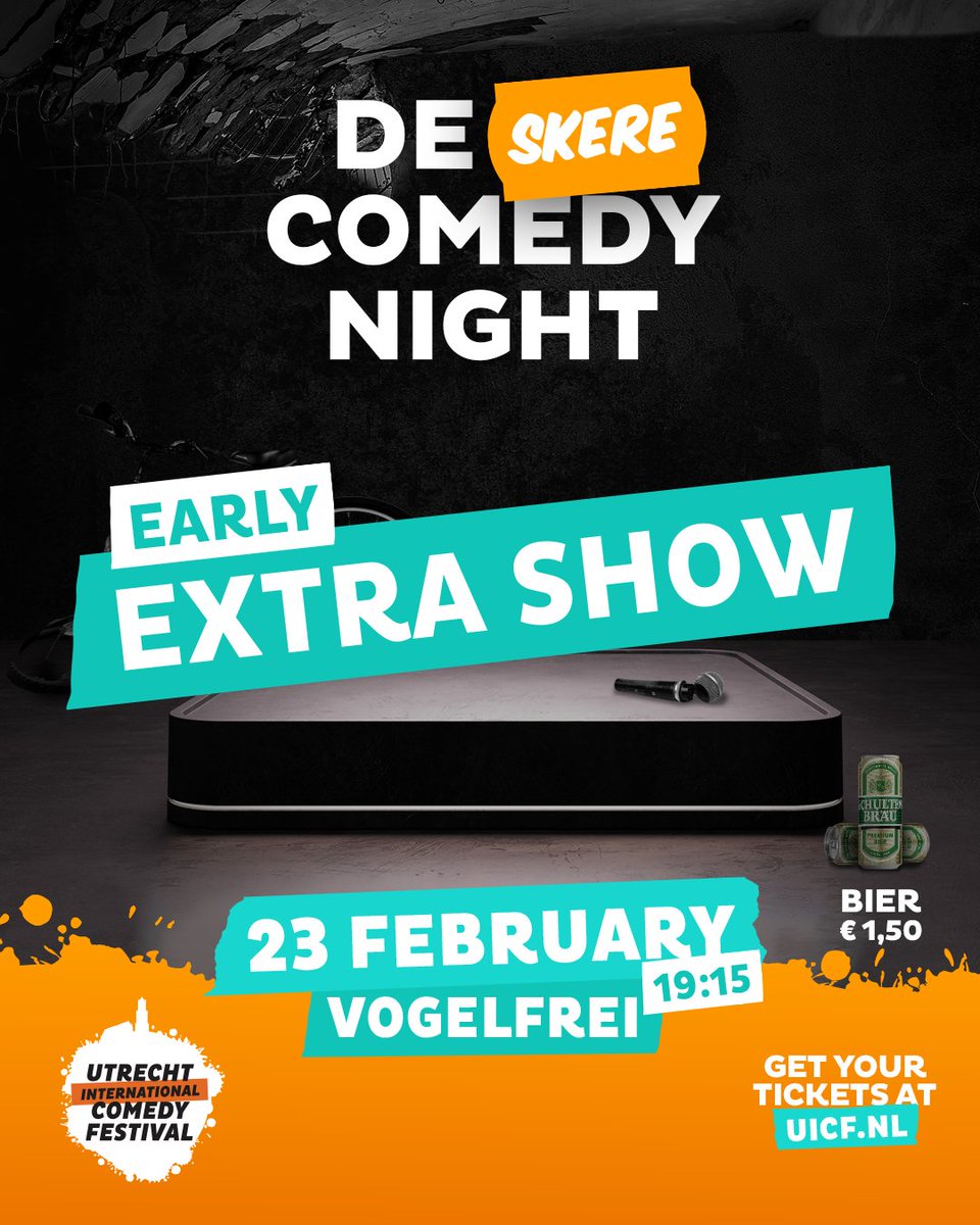 𝐄𝐀𝐑𝐋𝐘 𝐄𝐗𝐓𝐑𝐀 𝐒𝐇𝐎𝐖

Extra show! Heb je geen geld en wil je toch lachen? Kom naar de Skere Comedy Night!

By the way, de warmte binnen is gratis, de kaartjes (net) niet. 

Tickets
bit.ly/UICF2023