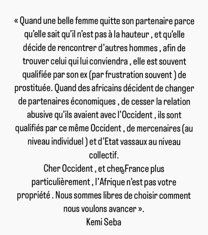 KemiSeba1's tweet photo. À méditer chers gouvernements occidentaux , et français plus particulièrement…
Cordialement 👌🏾🔥 https://t.co/jgQ2Y9swDz