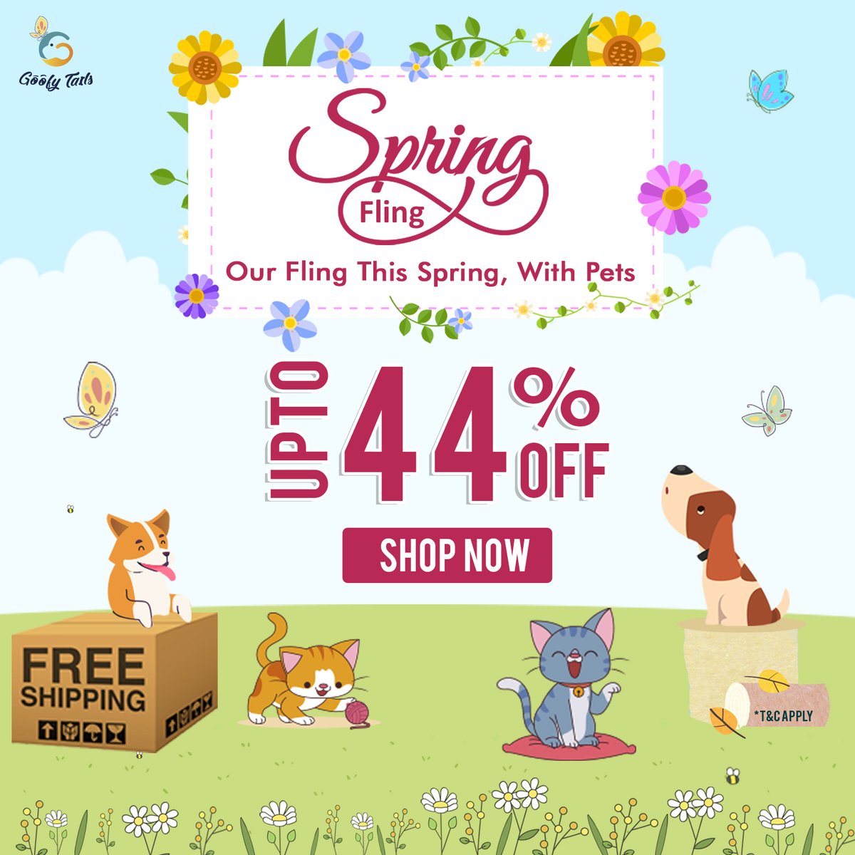 goofytails's tweet photo. Our Fling 🥰 This Spring With Your Pets! 
Upto 44% OFF on our website. 
https://t.co/uASJrvWibJ 

#Spring #Discount #GoofyTails #PetParent https://t.co/7sOKu2RXC5