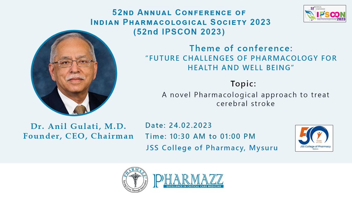 ProfessorGulati's tweet photo. We will share positive data from the Ph. III sovateltide study, a potential treatment for cerebral ischemic stroke.
#IPSON2023 #stroke #criticalcare #pharmazz #sovateltide https://t.co/9JEpa0jQ01