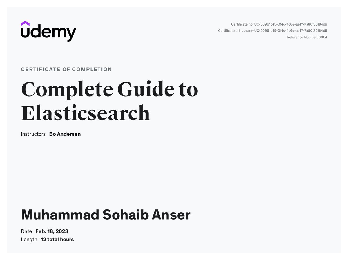Sohaib_003's tweet image. My course completion certificate for "Complete Guide to Elasticsearch" ude.my/UC-50961b45-01… via
@udemy
Excited to put my new skills to use.
#Elasticsearch #ElasticStack #searchengine #dataengineering #loganalysis #fulltextsearch #nosql #udemy