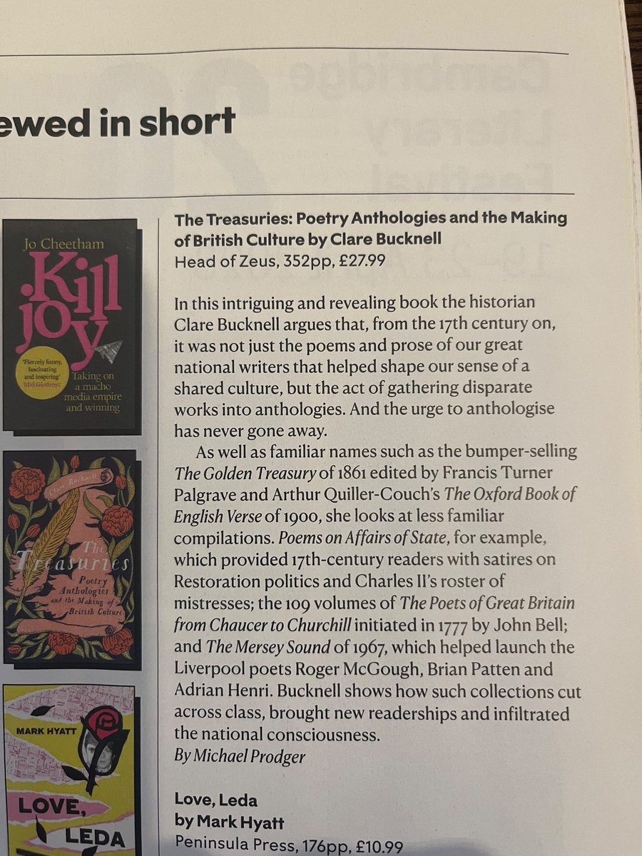 thrilled to see THE TREASURIES (‘intriguing and revealing’) in this week’s <a href="/NewStatesman/">The New Statesman</a>!