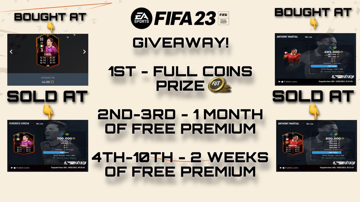NrkisF's tweet photo. 🚨 Huge 1K followers giveaway!🔥

For 1K I will giveaway coins and 9 spots for my premium server. Coin prize you decide by yourself 🙂.
1 like = 1500 coins, so to get a million we need 666 likes🤩! I am ready to giveaway even more than million🫡
FOLLOW, RETWEET &amp; LIKE to enter
GL https://t.co/xT6mAcidWk