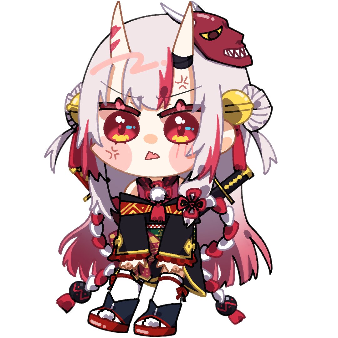 nakiri ayame 1girl mask horns mask on head chibi oni mask solo  illustration images