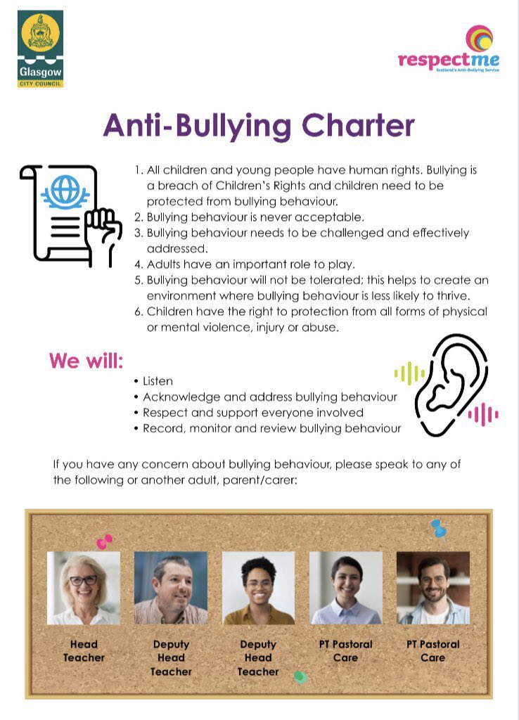 Jane_Arthur_'s tweet image. Creating an Anti-Bullying Charter for our schools following our Schools Forums @OurVoiceGSF further consultation on the draft charter has given us amazingly positive feedback &amp;amp; a few additions #callitwhatitis #pupilvoice #keepourpromise @GlasgowEPS @EdISGlasgow @_respectme_