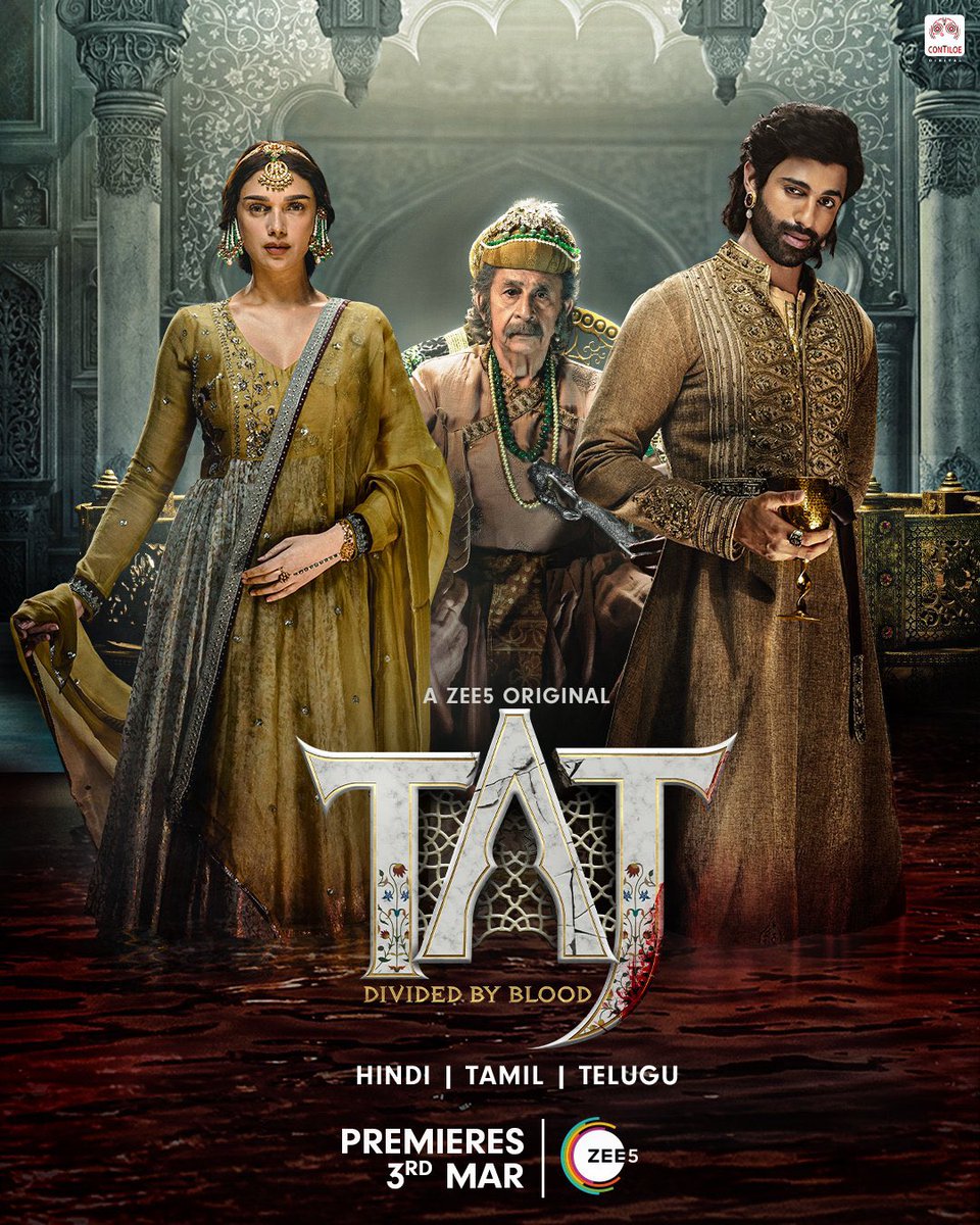 #TAJDividedByBlood premieres on ZEE5 on 3 March. Produced by Contiloe Pictures and starring #NaseeruddinShah, #Dharmendra, #AditiRaoHydari, #AashimGulati, #ZarinaWahab and #RahulBose. The series revolves around Mughal emperor Akbar and the succession war among his 3 sons.
