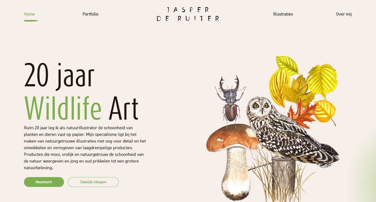 Wat veel mooie reacties heb ik gekregen op mijn nieuwe site. Heb jij de site nog niet bekeken, neem eens een kijkje. Op de site vind je een uitgebreide portfolio, meer dan 3000 illustraties en handige informatie voor het laten maken van producten op maat. jasperderuiter.com