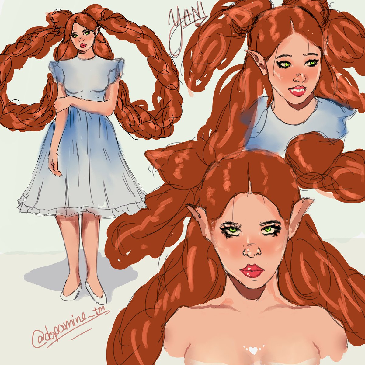 dopamine_tm's tweet photo. @Thighlassian Rough sketches and portraits of my OC Yani and My other OC Akira. Both halve elves. Yani is a Duchess of a land well known. Akira is an assassin, disguised as a dancer, and was assigned to protect Yani, who is a duchess, with her life. They eventually fell in love. ❤️ https://t.co/h8B8ic5Bok