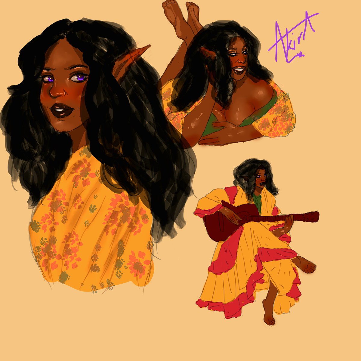 dopamine_tm's tweet photo. @Thighlassian Rough sketches and portraits of my OC Yani and My other OC Akira. Both halve elves. Yani is a Duchess of a land well known. Akira is an assassin, disguised as a dancer, and was assigned to protect Yani, who is a duchess, with her life. They eventually fell in love. ❤️ https://t.co/h8B8ic5Bok
