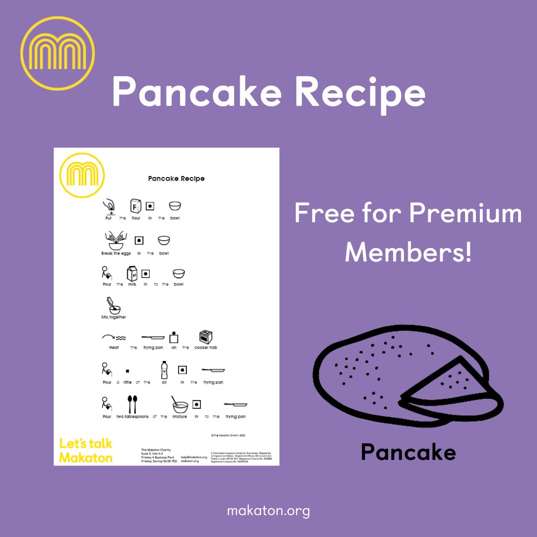 We are excited to share our exclusive pancake recipe with Makaton symbols and signs!  🥞🎉   

Available to Premium members. Created in collaboration with Makaton Ambassador Tutor <a href="/KerryCawley/">Kerry Cawley Makaton Tutor</a> 

Start your free trial: linktr.ee/TheMakatonChar…

#PancakeDay #Makaton