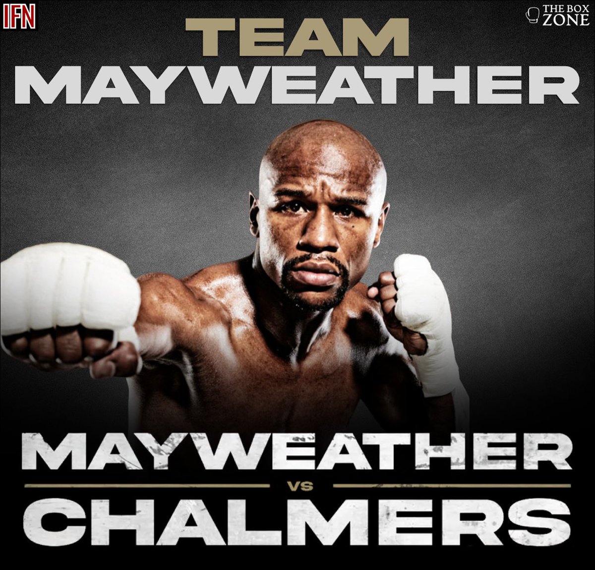 IfnBoxing's tweet photo. #MayweatherChalmers is in 𝙊𝙉𝙀 week‼️🥊

Are you #TeamMayweather or #TeamChalmers❓️🤔 https://t.co/CeIp6UGxJO