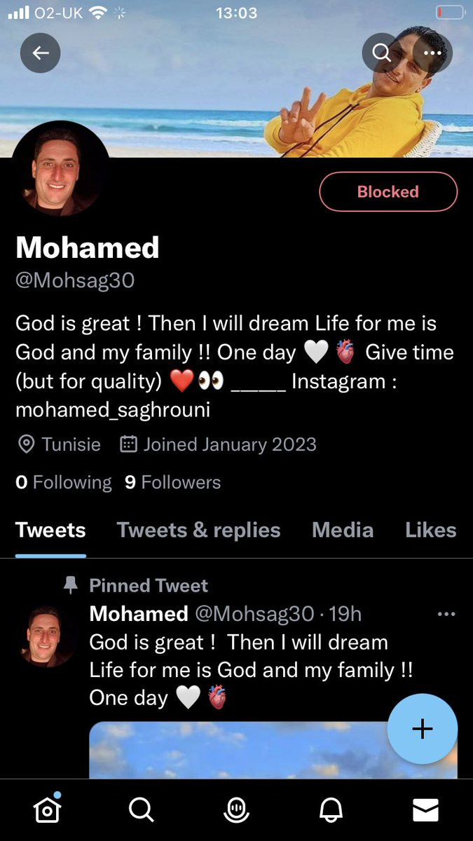 Lin11W's tweet photo. Just reported again. This was yesterday on an account he was unaware was mine . He’s dangerous. Reported to Tunisian police and cyber crime https://t.co/cFKyOLennN