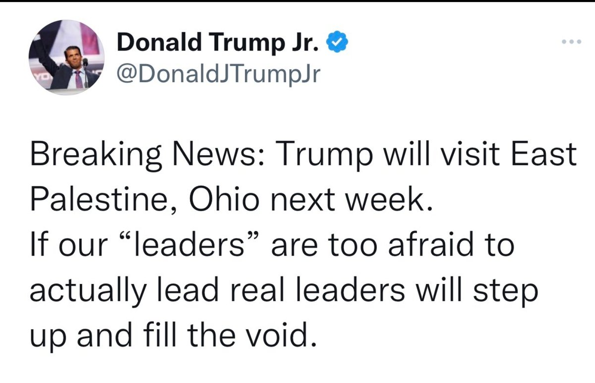 mmpadellan's tweet photo. Breaking News: This stupid motherfucker created the problem in Palestine, OH by deregulating everything, and his goddamn photo op won't solve a damn thing.

Hurry up, Merrick Garland. https://t.co/K3AN4NoLb0