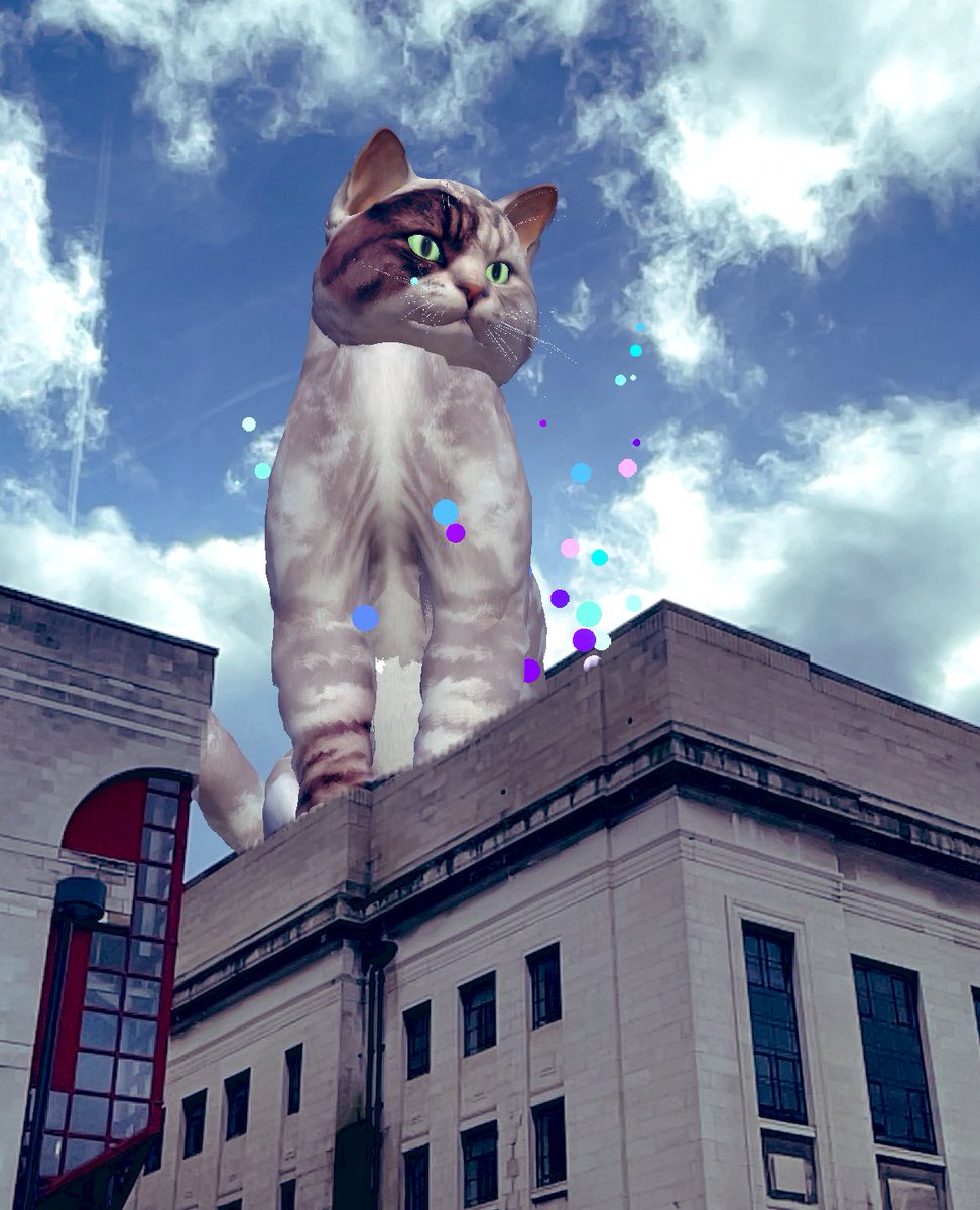 johnjtomlinson's tweet photo. Excited to welcome our giant cat looking proud over Tudor Square today!
Brilliant augmented reality artwork. Part of #LookUpSheff by @nickbax @universalevery @WeAreMegaverse @NianticLabs @HopeWorksSheff and @XR_Stories #VR #AR #XR https://t.co/Cf4CRZTasA