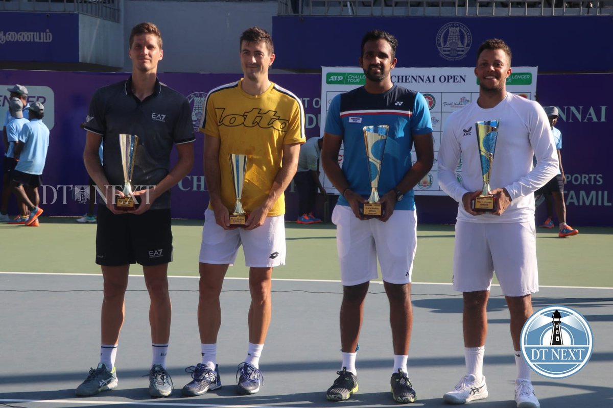 dt_next's tweet photo. Players @ArjunKadhe and @Jay27798 bagged the Chennai Open Challenger #doublestitle with a 6-0, 6-4 win over Sebastian Ofner and Nino Serdarušić in the final.
📸 @_Hemanathan_
@chennaiopen2023 #ATPChallenger #ChennaiOpen #ArjunKadhe #JayClarke #SebastianOfner #NinoSerdarušić https://t.co/xMiUBLKH3d