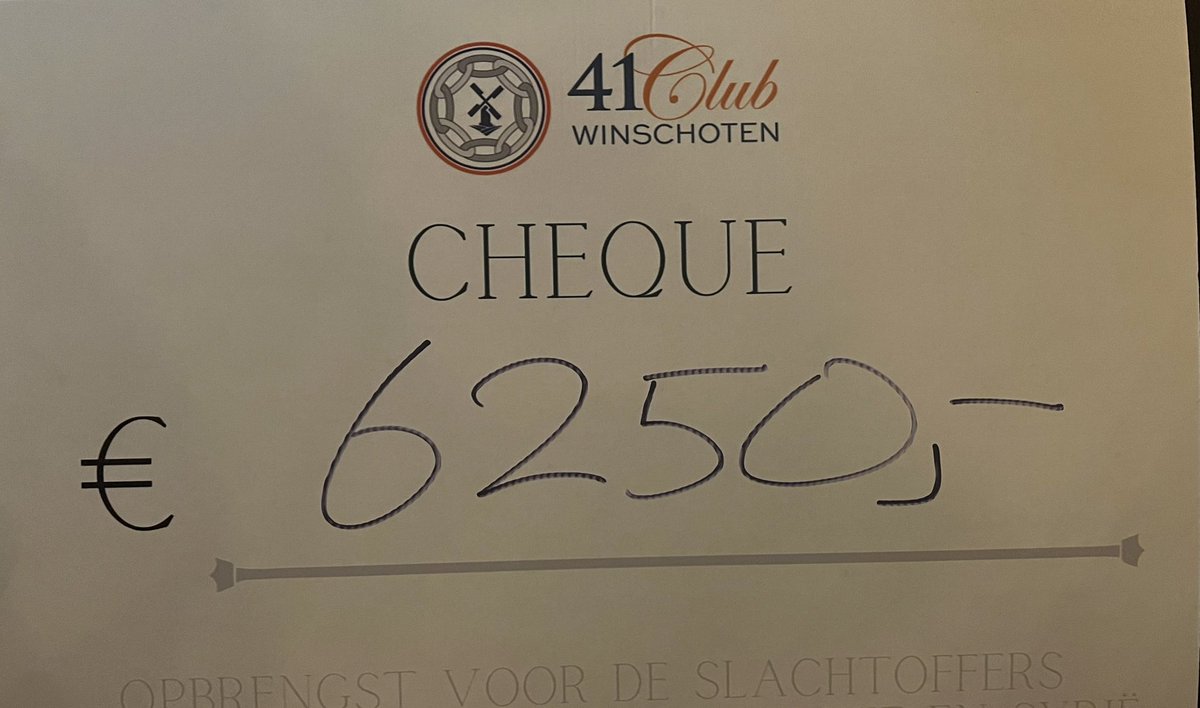 WAT EEN PRACHTIG RESULTAAT! 
€6250,00 voor de slachtoffers van de aardbeving in Turkije en Syrië. Dank aan allen voor jullie bijdrage.