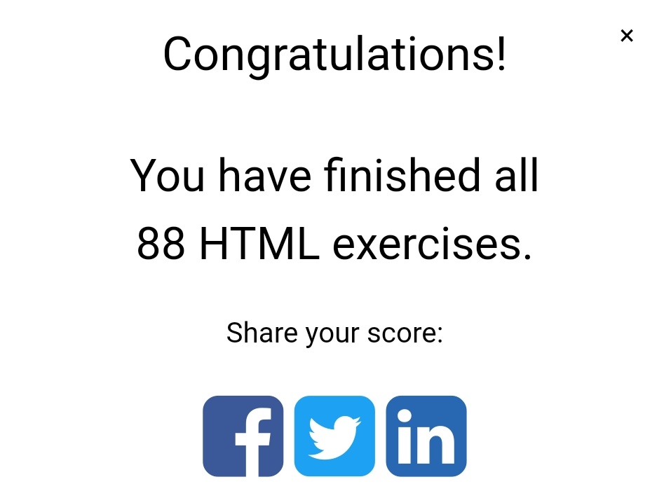 Suresh_Kumar519's tweet photo. I've completed all 88 HTML exercises from W3Schools. https://t.co/hTF7o991xr
#html5 #w3schools https://t.co/xnAuACRYzM
