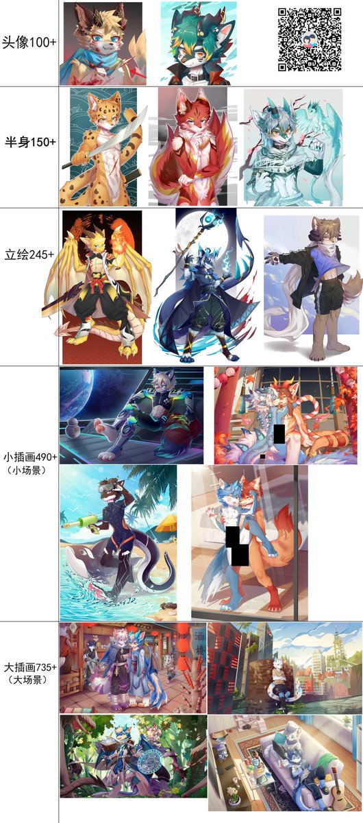 好多人要群号，这里统一发下委托群的二维码和价格表参考图嗷～(ps:现在暂时不接啦，大概四月份左右画完就接)小伙伴有兴趣欢迎进群～( ˘ ³˘)♡