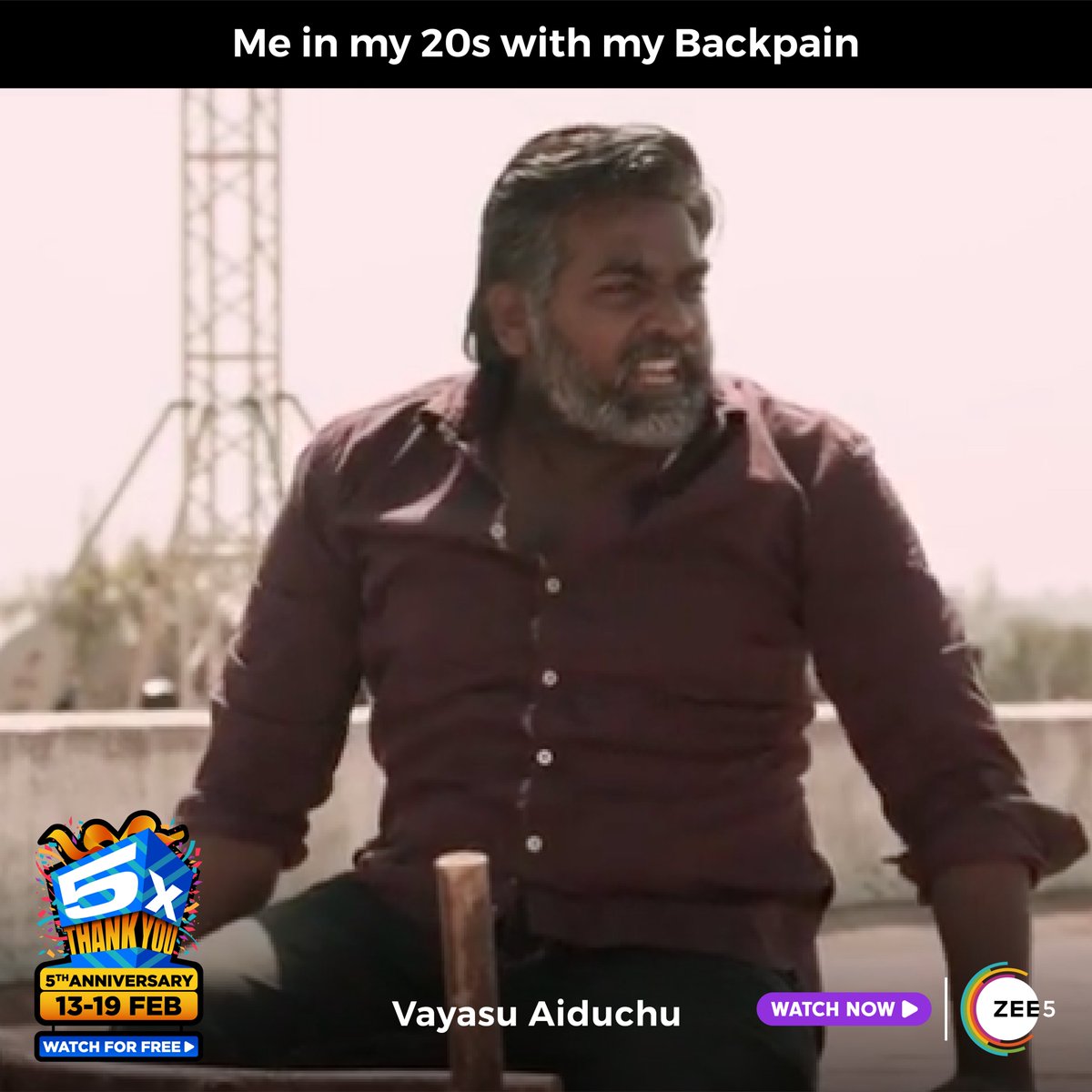 Zee5South's tweet photo. Ipovey indha nilamaina apo namma appa vayasula epdiyoo....π€π€π€
.
#vikramvedhaonzee5 #zee5 #zee5tamil #worldhits #5XEntertainment #5X #5years #5anniversary #ZEE5Anniversary https://t.co/HsZ6hJQdxE