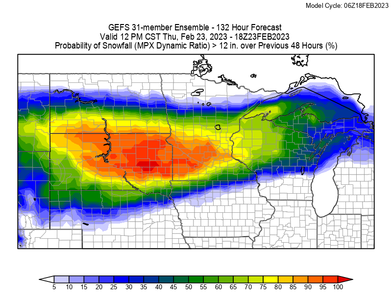 We are closely monitoring the potential for a significant winter storm across the northern plains &amp; upper Midwest mid-week. The following are from the 6Z GEFS, the 31-member ensemble of GFS. A probabilistic approach is needed this far out. Available at: HopWRF.info