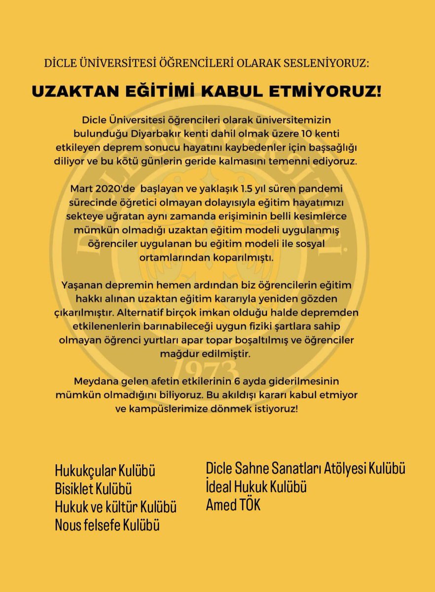 Başka çözümler varken eğitimden vazgeçmenizi kabul etmiyoruz 

#Uzaktanegitimİstemiyoruz 
#uzaktaneğitimehayır