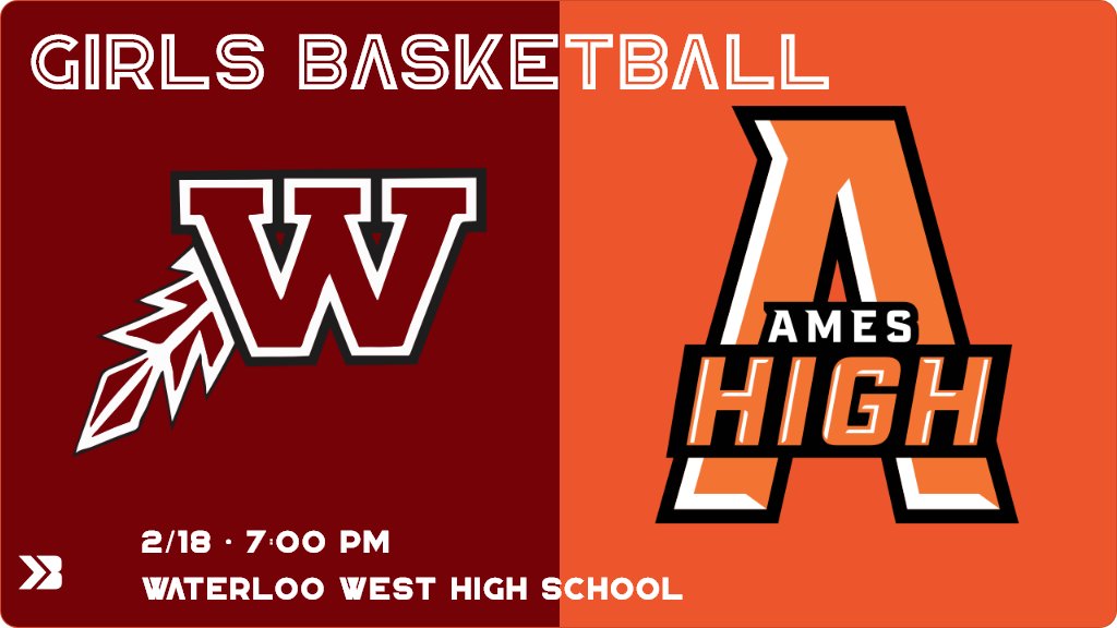 Girls Basketball (Varsity) Game Day! - Check out the event preview for the The Waterloo West Wahawks vs the Ames Little Cyclones. It starts at 7:00 PM and is at Waterloo West High School Siddens Gymnasium. gobound.com/ia/ighsau/girl…