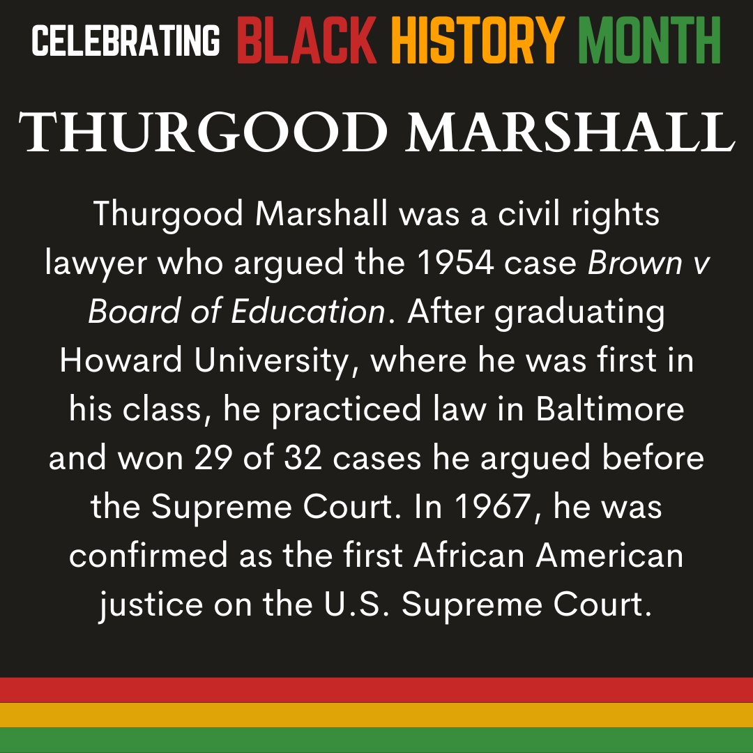 Thurgood Marshall was the first African American justice on the U.S. Supreme Court.
3/5

#BlackHistoryMonth  #ThurgoodMarshall #Caturday #HoratioTheCat