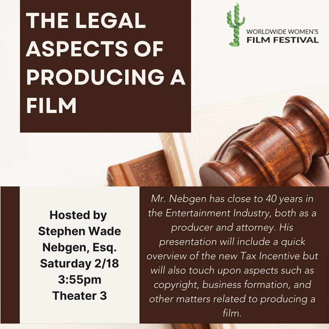 WWFilmFestival's tweet photo. Don't forget about our incredible and FREE workshops this afternoon (Saturday, 2/18)!
THE LEGAL ASPECTS OF PRODUCING A FILM
Hosted by Stephen Wade Nebgen, Esq.
3:55pm
Theater 3
#filmfestival #filmmaking #indiefilm #wwfilmfest #Workshops #Filmworkshops #FreeFilmWorkshop https://t.co/EPWo4Ij51J
