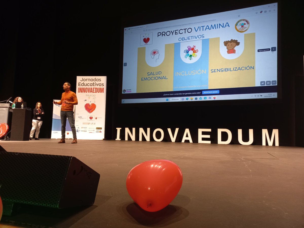CarrionCeip's tweet photo. Presentando nuestro "Proyecto Vitamina" en las Jornadas #Innovaedum Por una verdadera #inclusión @innovaedum @direcmur https://t.co/ijTmQTB0KX