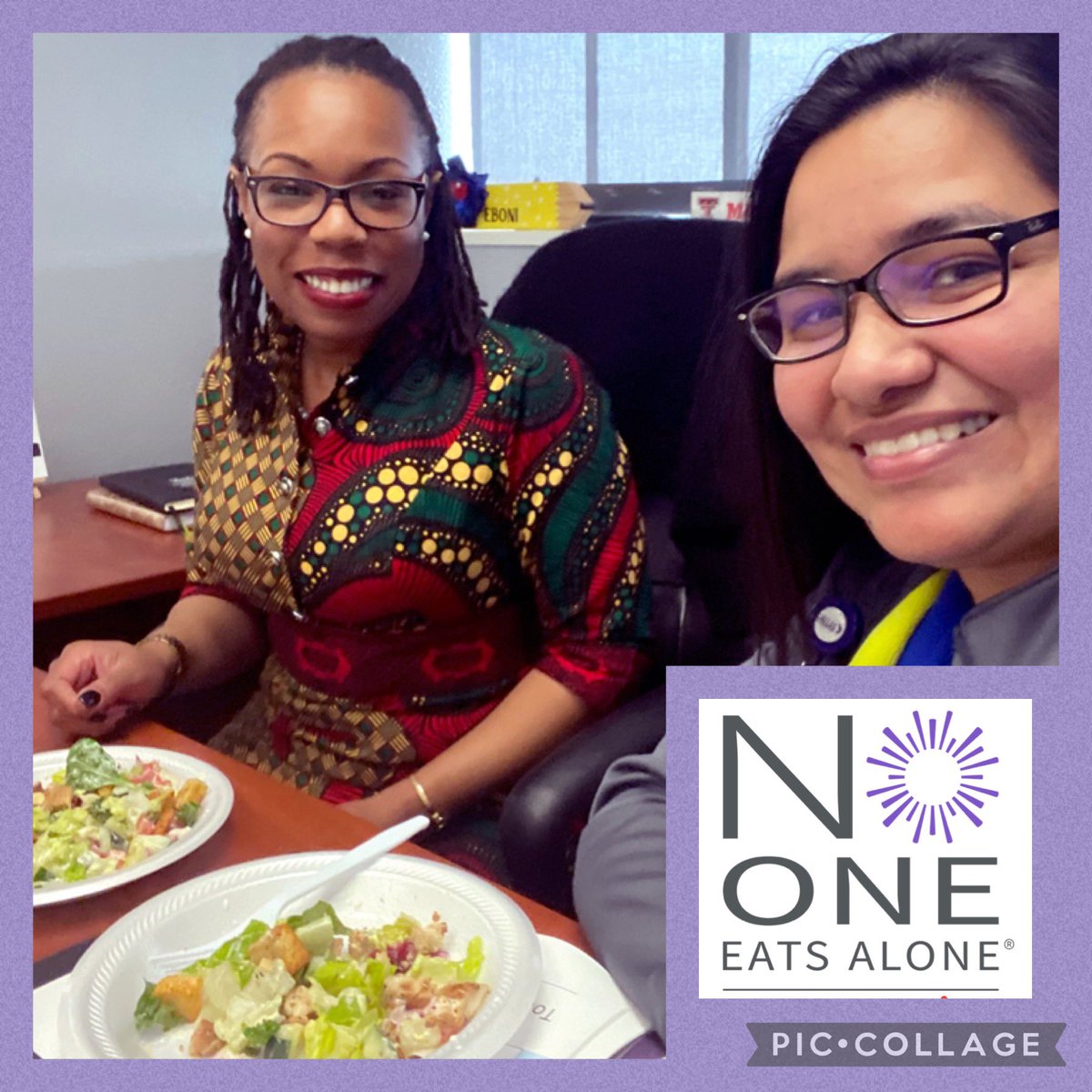 DISDFacilities's tweet photo. Wrapped up Kindness Week with No One Eats Alone at MFS. We’re thankful for lunch buddies who help make work a great place to be. 💙 #MFSteam #NoOneEatsAloneDay @TeamDallasISD @dallasschools https://t.co/YhkmtoZvBj