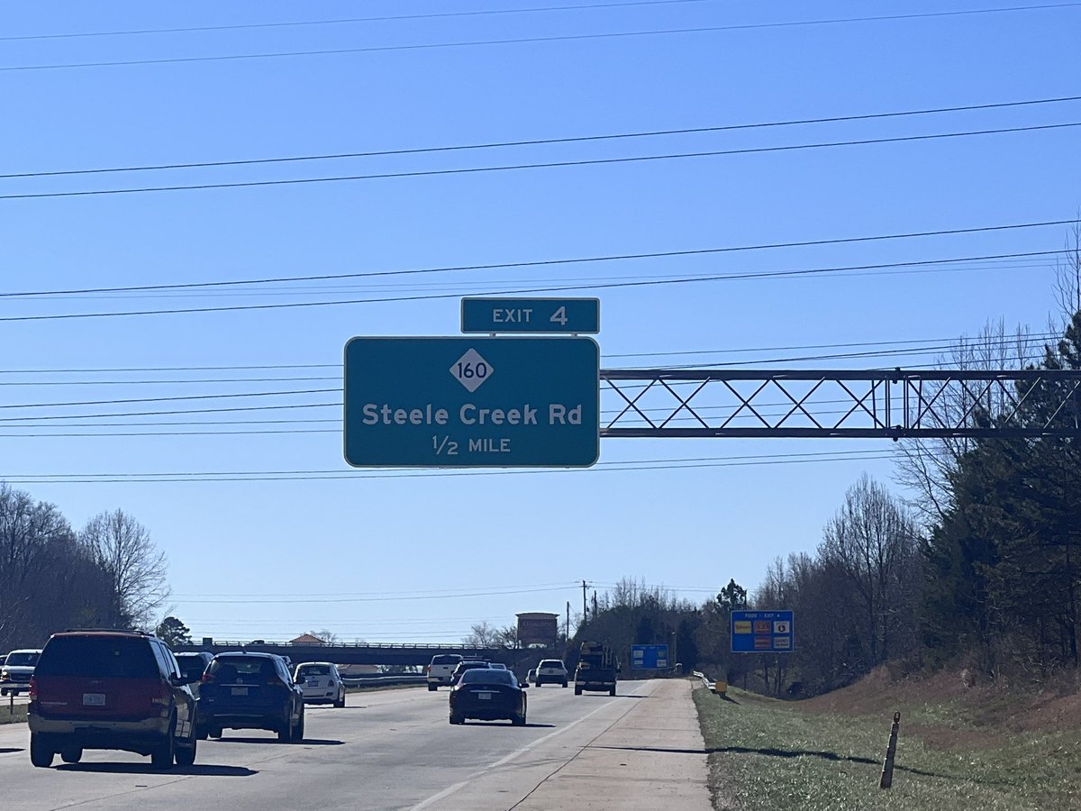 TerryBrownCLT's tweet photo. Goodbye Fort Mill. 🛣️
Hello Steele Creek! 👋🏾

Excited to share that after a few delays Exit 4 on 485 is officially “Steele Creek Road.” Thanks to all the members of the community who voiced support for this change.
We are continuing to focus on our area’s biggest priority-Hwy 160 https://t.co/Ld6mlmdQr3