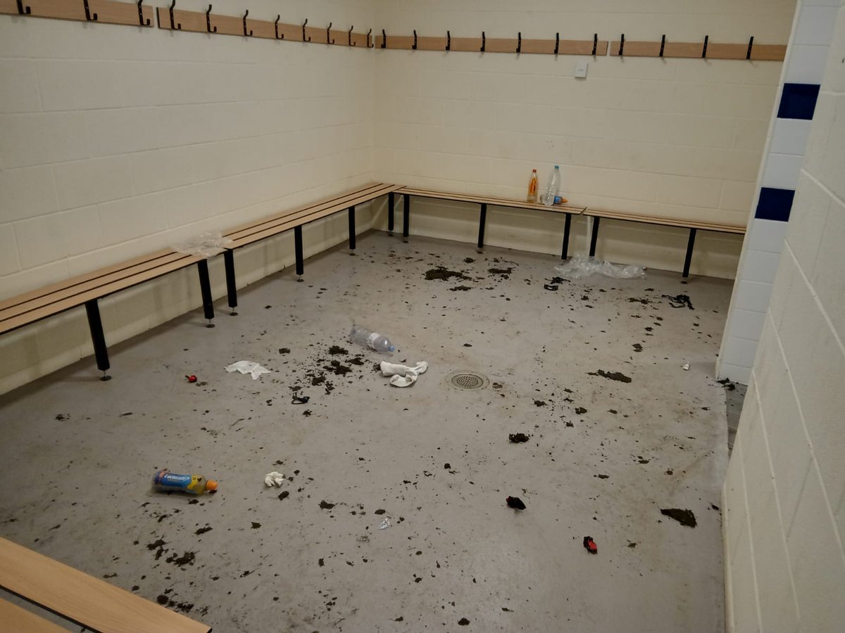 chappa01's tweet photo. Leave the changing room the way you found it. Show some respect. State of the changing room left from the away side today. Stud marks on the walls in the showers!! https://t.co/oECEHbzmhY