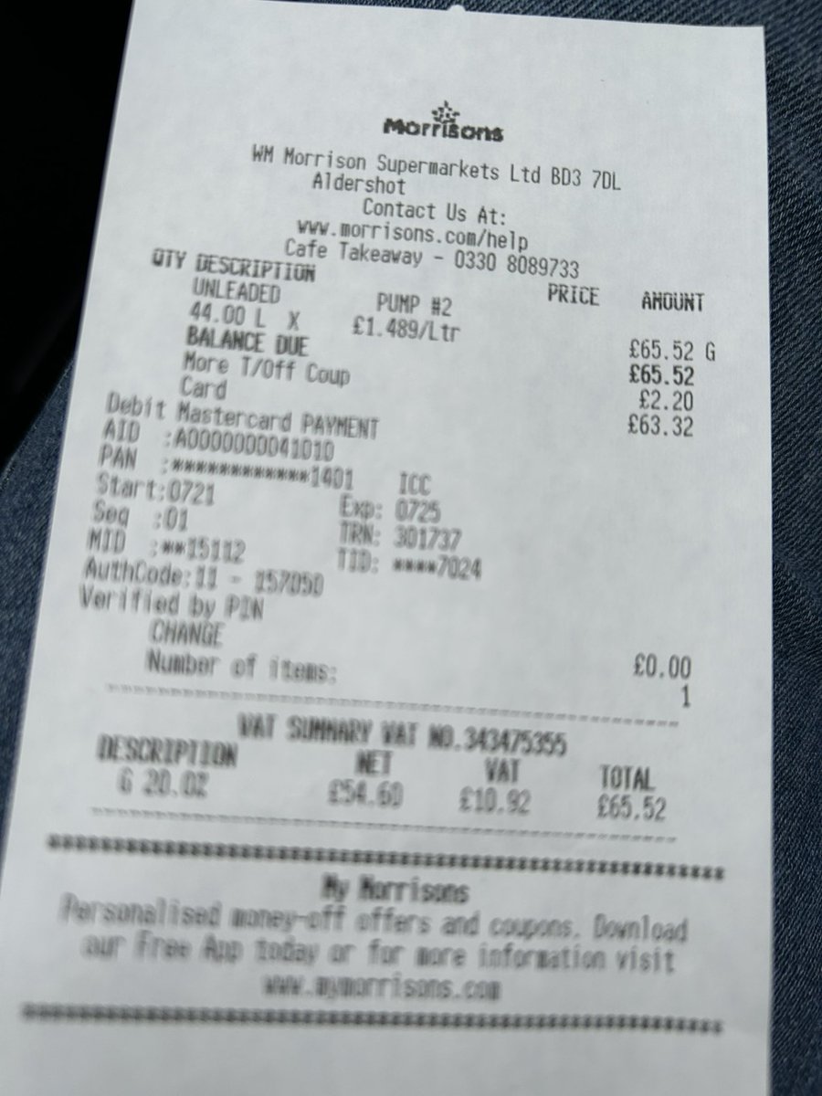 RichardAYoung's tweet photo. So @Morrisons please explain how at your store in Aldershot you advertise your petrol at £147.9 but the pump is £148.9 https://t.co/PbvimoNwJb